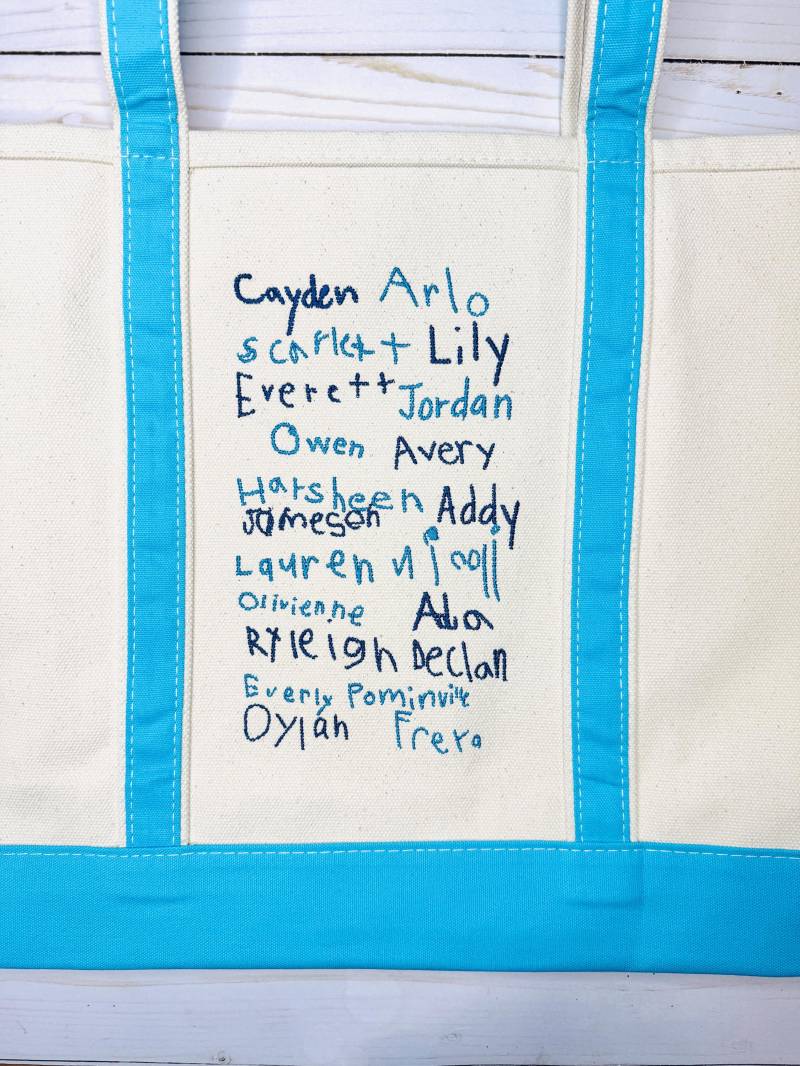 Bestickte Lehrertasche Personalisiertes Klassengeschenk, Handgeschriebene Namen von ClassicMonogramGifts