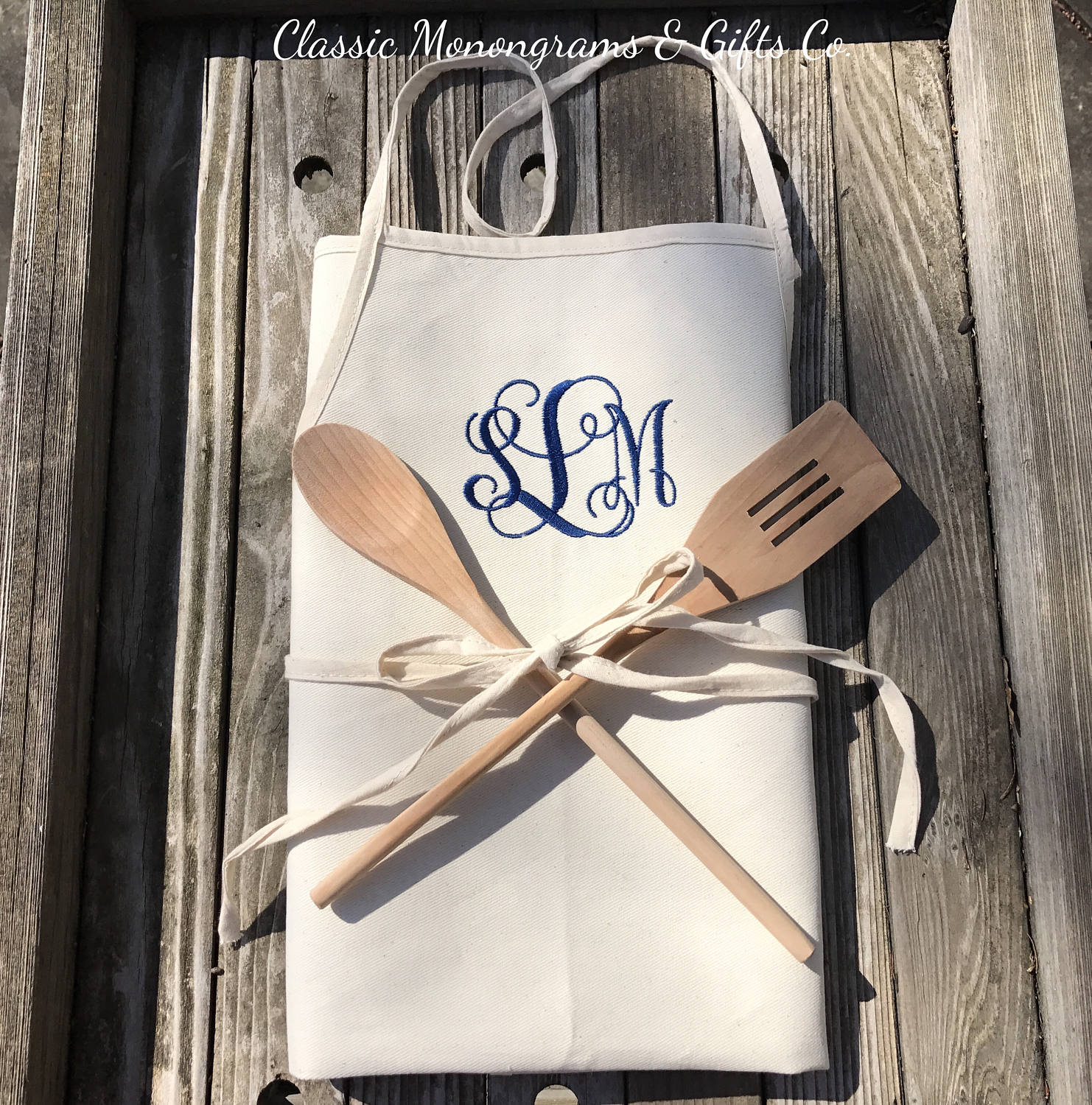 Monogramm Leinen Schürze | Personalisierte Baumwollschürze, Geschenk Für Koch von ClassicMonogramGifts