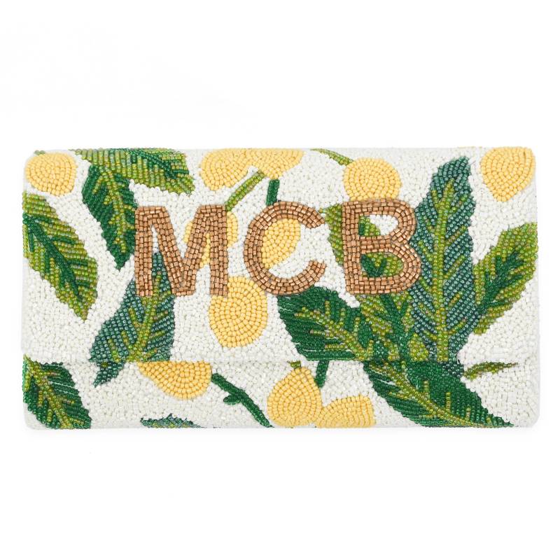 Halbe Fass Perlen Monogramm Kupplung - Amalfi Zitrone von ClassicPrepMonograms