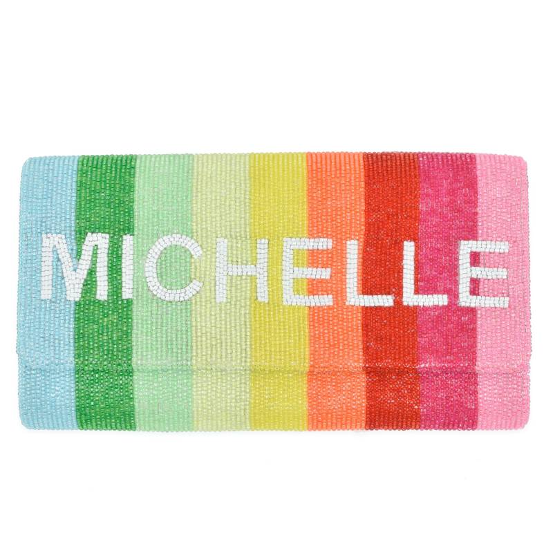 Halbe Fass Perlen Monogramm Kupplung - Regenbogen Streifen von ClassicPrepMonograms