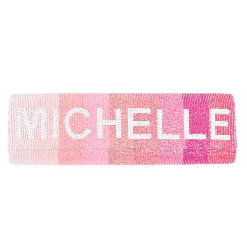 Halbe Fass Perlen Monogramm Kupplung - Rosa Ombre Streifen Groß von ClassicPrepMonograms