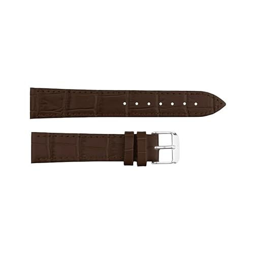 ClassicWatchStraps Leder-Uhrenarmband mit Krokoprägung | Dunkelbraun - 16 mm - Schließe: Silber Poliert | Rindsleder | Ersatz-Armband von ClassicWatchStraps