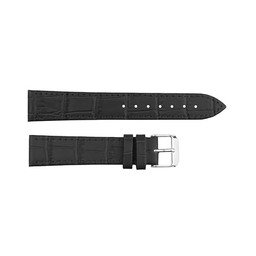 ClassicWatchStraps Leder-Uhrenarmband mit Krokoprägung | Schwarz - 20 mm - Schließe: Silber Poliert | Rindsleder | Ersatz-Armband von ClassicWatchStraps