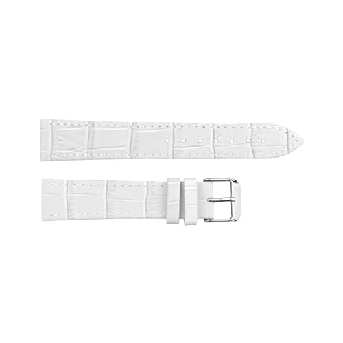 ClassicWatchStraps Leder-Uhrenarmband mit Krokoprägung | Weiß - 14 mm - Schließe: Silber Poliert | Rindsleder | Ersatz-Armband von ClassicWatchStraps