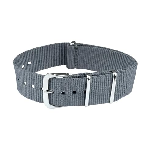 ClassicWatchStraps Nylon Uhrenarmband | Dunkelgrau - 18 mm - Schließe: Silber Poliert | Nylon | Ersatz-Armband von ClassicWatchStraps