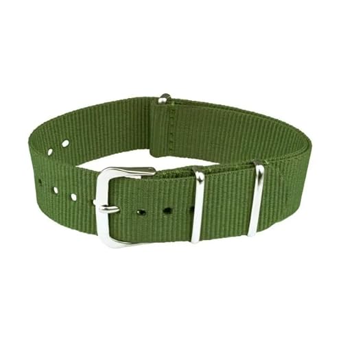 ClassicWatchStraps Nylon Uhrenarmband | Grün - 22 mm - Schließe: Silber Poliert | Nylon | Ersatz-Armband von ClassicWatchStraps
