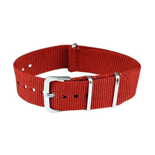 ClassicWatchStraps Nylon Uhrenarmband | Rot - 18 mm - Schließe: Silber Poliert | Nylon | Ersatz-Armband von ClassicWatchStraps