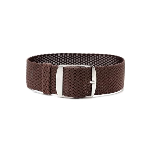 ClassicWatchStraps Perlon Uhrenarmband | Braun - 16 mm - Schließe: Silber Gebürstet | Nylon | Ersatz-Armband von ClassicWatchStraps