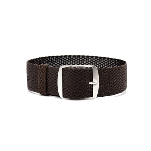 ClassicWatchStraps Perlon Uhrenarmband | Dunkelbraun - 12 mm - Schließe: Silber Gebürstet | Nylon | Ersatz-Armband von ClassicWatchStraps
