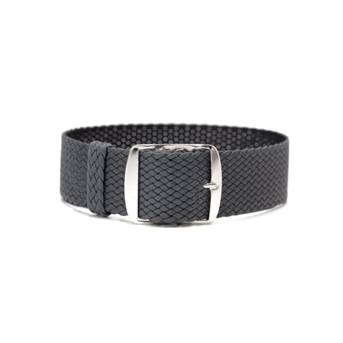 ClassicWatchStraps Perlon Uhrenarmband | Dunkelgrau - 18 mm - Schließe: Silber Gebürstet | Nylon | Ersatz-Armband von ClassicWatchStraps