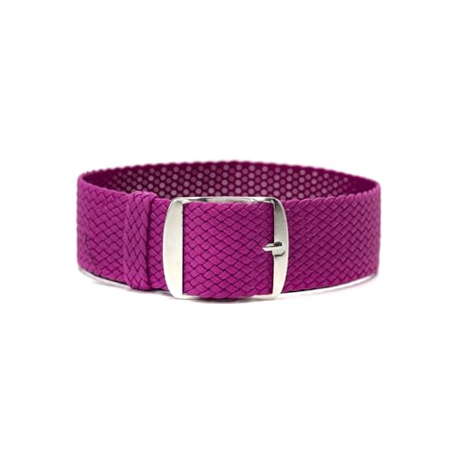 ClassicWatchStraps Perlon Uhrenarmband | Lila - 14 mm - Schließe: Silber Gebürstet | Nylon | Ersatz-Armband von ClassicWatchStraps