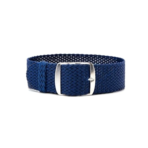 ClassicWatchStraps Perlon Uhrenarmband | Marine-Blau - 16 mm - Schließe: Silber Gebürstet | Nylon | Ersatz-Armband von ClassicWatchStraps