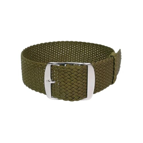 ClassicWatchStraps Perlon Uhrenarmband | Olivgrün - 12 mm - Schließe: Silber Gebürstet | Nylon | Ersatz-Armband von ClassicWatchStraps