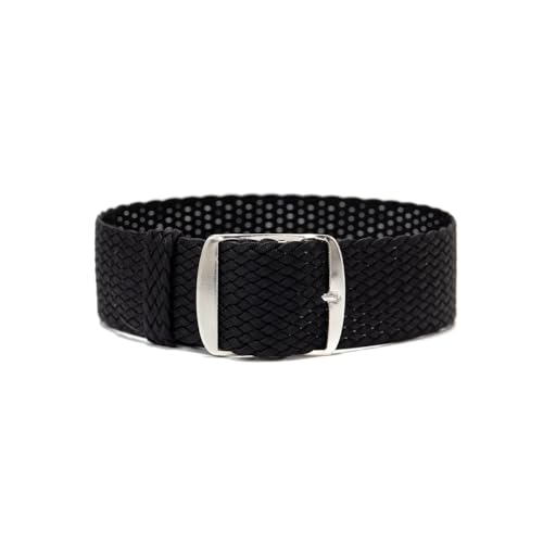 ClassicWatchStraps Perlon Uhrenarmband | Schwarz - 14 mm - Schließe: Silber Gebürstet | Nylon | Ersatz-Armband von ClassicWatchStraps