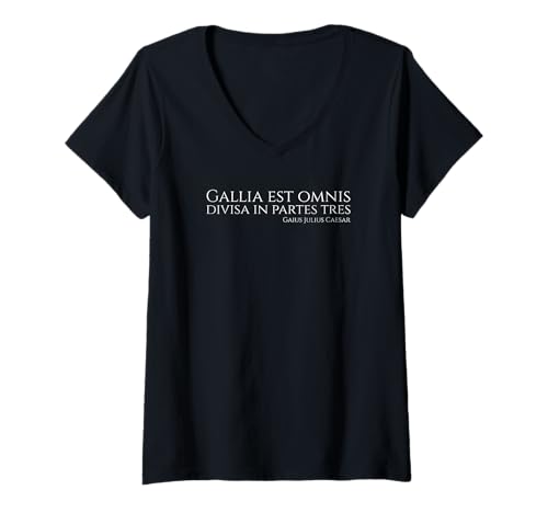 Damen Klassisches Latein - Gallia Est Omnis Divisa In Partes Tres T-Shirt mit V-Ausschnitt Damen Klassisches Latein - Gallia Est Omnis Divisa In Partes Tres T-Shirt mit V-Ausschnitt von Classical Latin Julius Caesar Phrases & Apparel