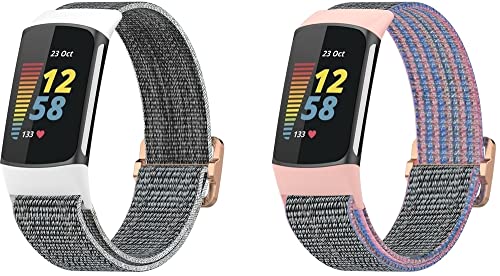 Classicase Armbanduhr kompatibel mit Fitbit Charge 5, Premium Nylon Quick Release Ersatz Watch Band, Muster 3+Muster 4, Armband Classicase Armbanduhr kompatibel mit Fitbit Charge 5, Premium Nylon Quick Release Ersatz Watch Band, Muster 3+Muster 4, Armband von Classicase