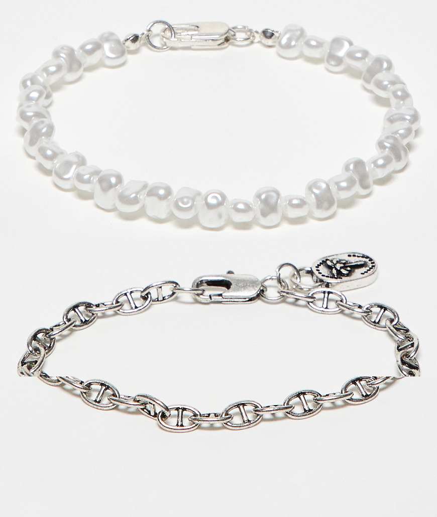 Classics 77 - 2-er Set mit Armbändern, eins in Silberoptik, ein Perlen-Armband Classics 77 - 2-er Set mit Armbändern, eins in Silberoptik, ein Perlen-Armband von Classics 77