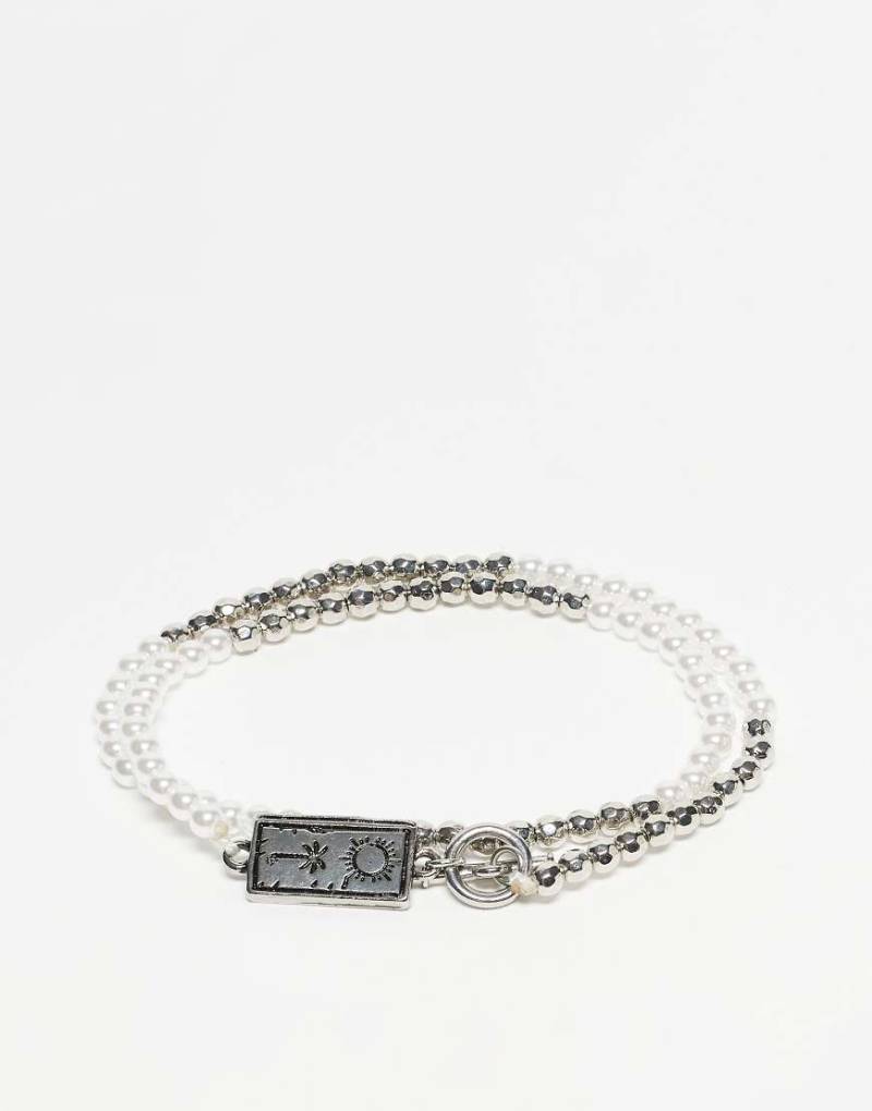Classics 77 - 2er-Pack Perlenarmbänder mit Gliedern aus Perlen und Metall-Silber von Classics 77