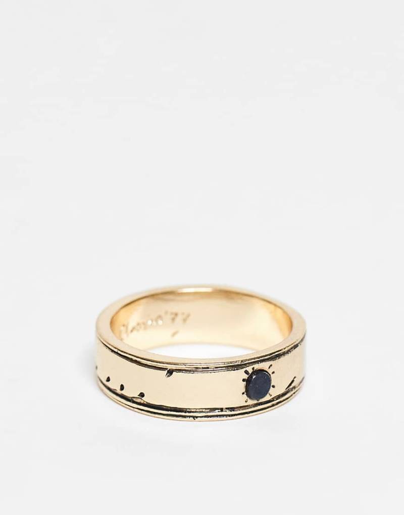 Classics 77 - Bandring in Vintage-Goldoptik mit Palmendesign und Steinverzierung-Goldfarben von Classics 77