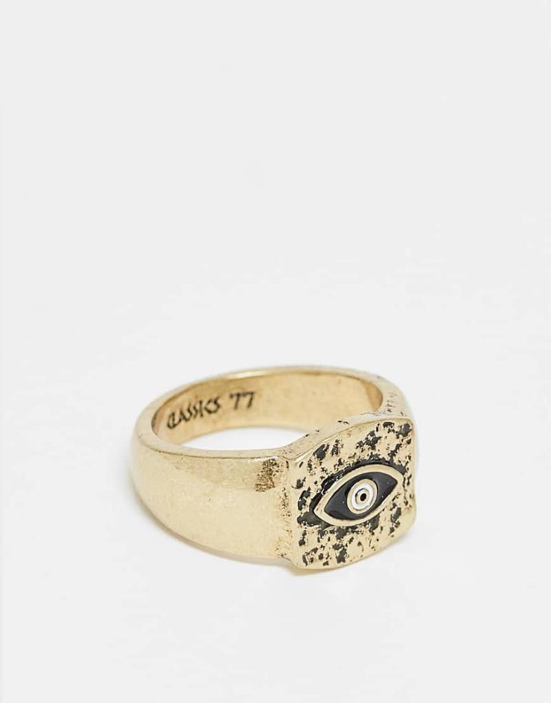 Classics 77 - Goldfarbener Siegelring mit viereckigem Augenmotiv von Classics 77