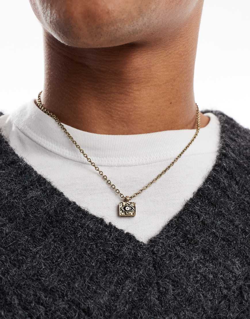 Classics 77 - Halskette in Vintage-Goldoptik mit rechteckigem Augenanhänger-Goldfarben von Classics 77