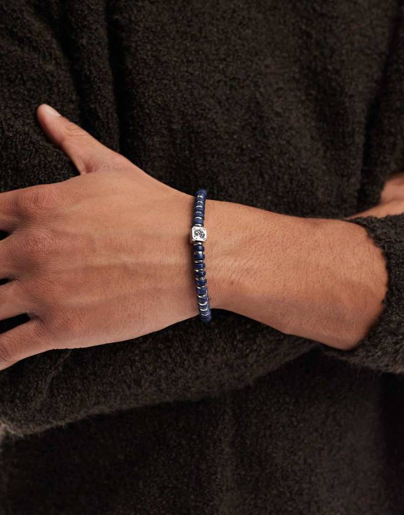 Classics 77 - Perlenarmband in Blau und Silber mit Anhänger im Skorpion-Design von Classics 77