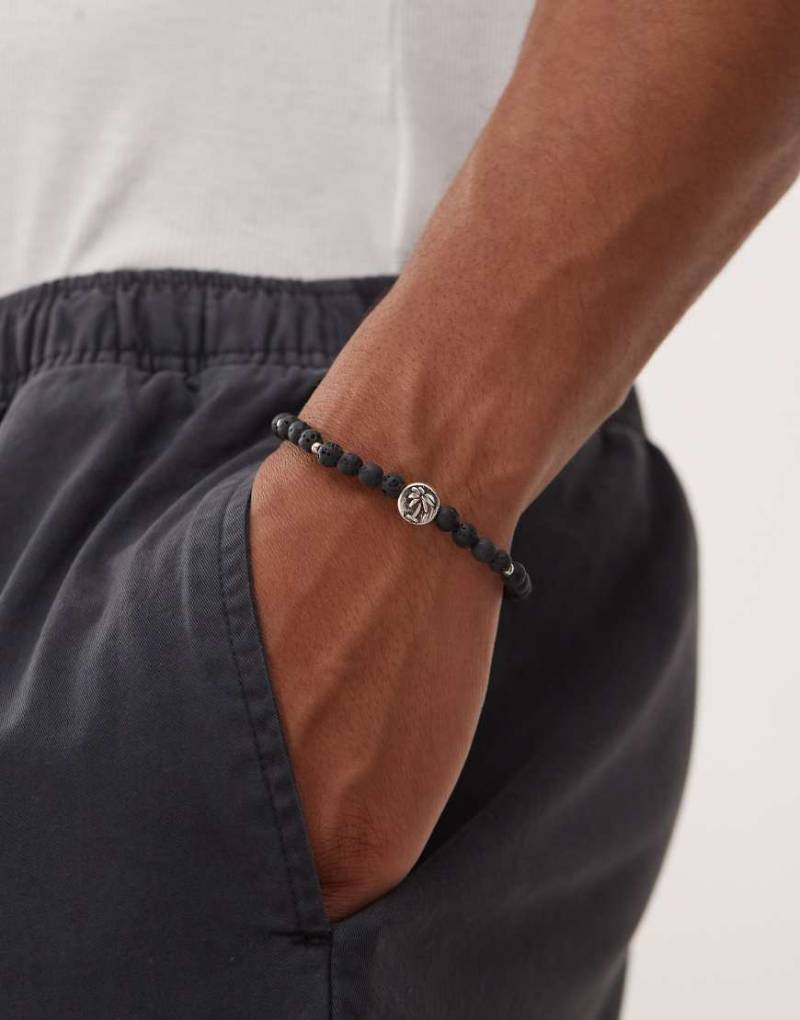 Classics 77 - Perlenarmband in Schwarz mit Münzperle mit Palmenmotiv von Classics 77