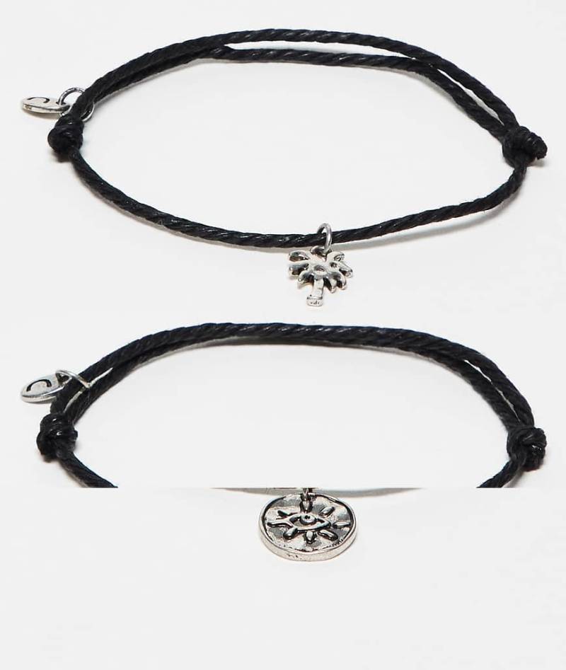 Classics 77 - Zweierpack Kordel-Armbänder in Schwarz und Silberoptik von Classics 77