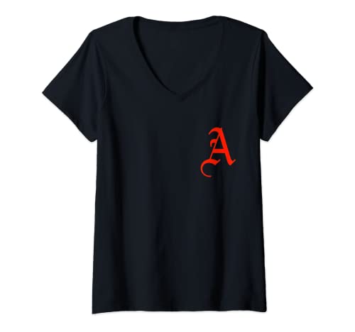 Damen Der scharlachrote Buchstabe A rot T-Shirt mit V-Ausschnitt Damen Der scharlachrote Buchstabe A rot T-Shirt mit V-Ausschnitt von Classics Book-Themed Tee