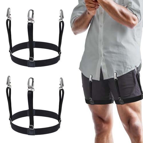 Classicseali 1 Paar Herren Hemdhalter,Elastische Hemdhalter für Herren,Verstellbarer Hemd Halter mit Rutschfesten Verschlussclip,Leicht zu Tragen Adjustable Shirt Stays,Schwarz von Classicseali