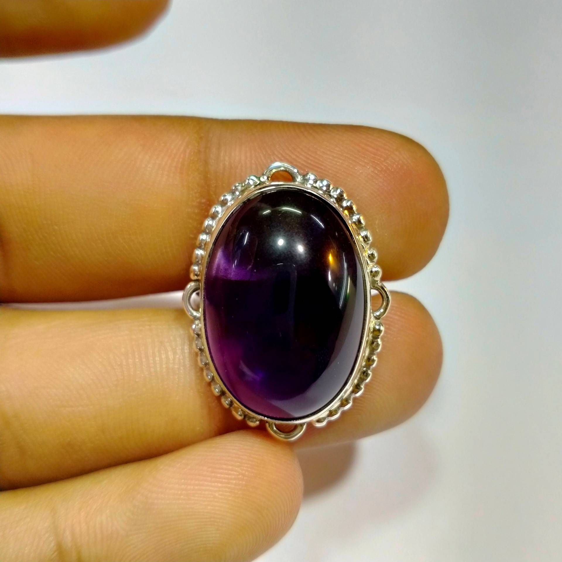 Amethyst Ring Statement 925 Sterling Silber Handwerker Schmuck Geschenk Für Sie Stein Größe 16x21 Mm A-264 von ClassicsgemsJewelry