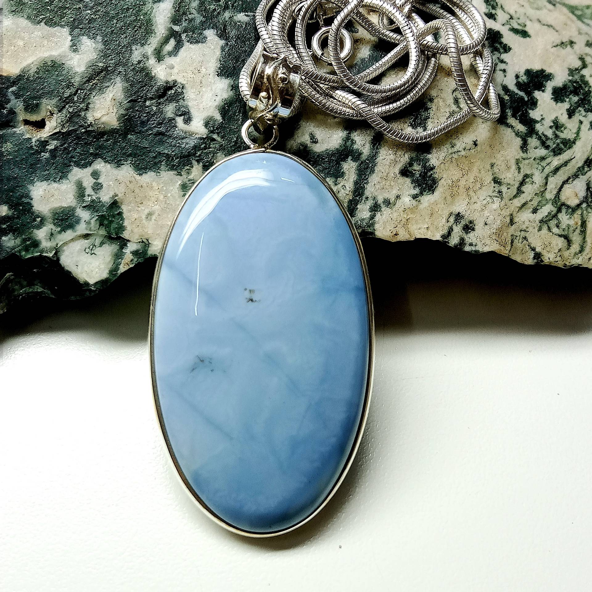 Blauer Opal Anhänger Blaue Halskette 925 Sterling Silber Handgefertigter Heilung Kunsthandwerker Schmuck Geschenk Sie B 255 von ClassicsgemsJewelry