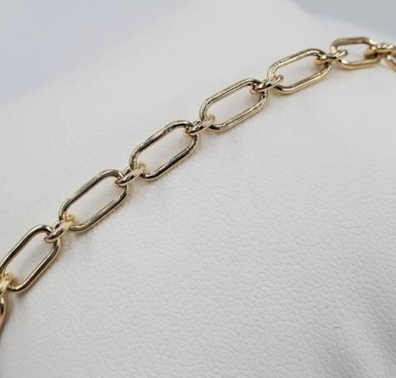 14K Gold Oval Link/Büroklammer 5mm Kettenarmband. Echtes Gold. Weltweit Kostenloser Versand. 585 Zertifiziert. Bestes Geburtstagsgeschenk von ClassisJewellers