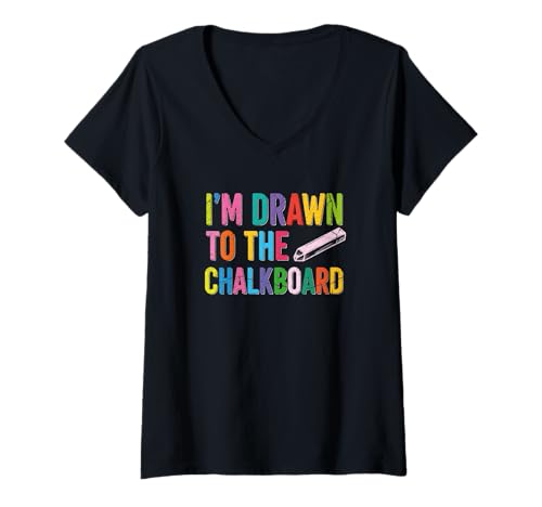 Damen Lehrer Schule Student I'm Drawn to The Chalkboard Grafik T-Shirt mit V-Ausschnitt Damen Lehrer Schule Student I'm Drawn to The Chalkboard Grafik T-Shirt mit V-Ausschnitt von Classroom Creations Co.