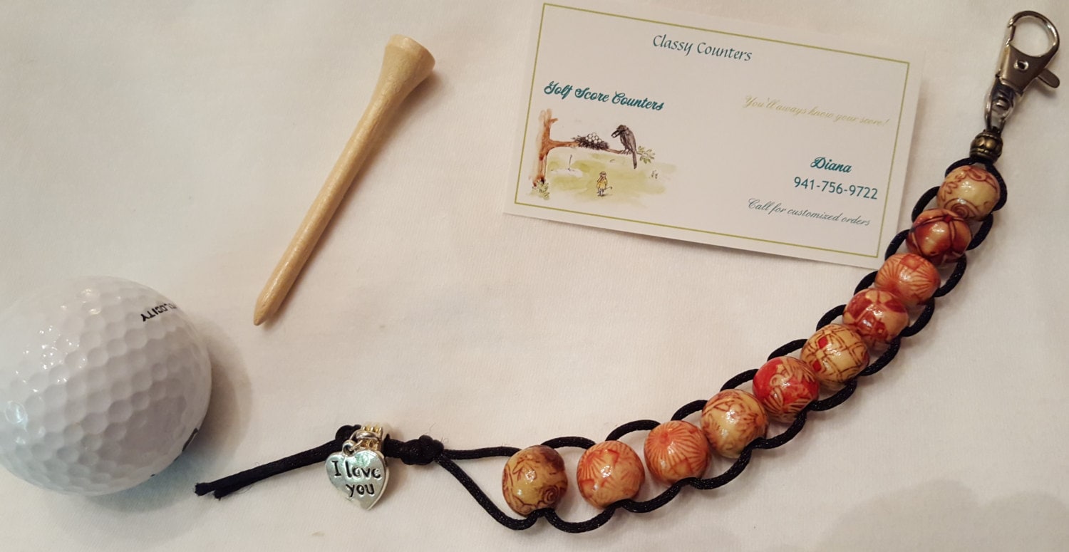 Golf Schriftzug Zähler - Rost/Orange Farbe Holzperlen Golf Schriftzug Zähler - Rost/Orange Farbe Holzperlen von ClassyBeadCreations