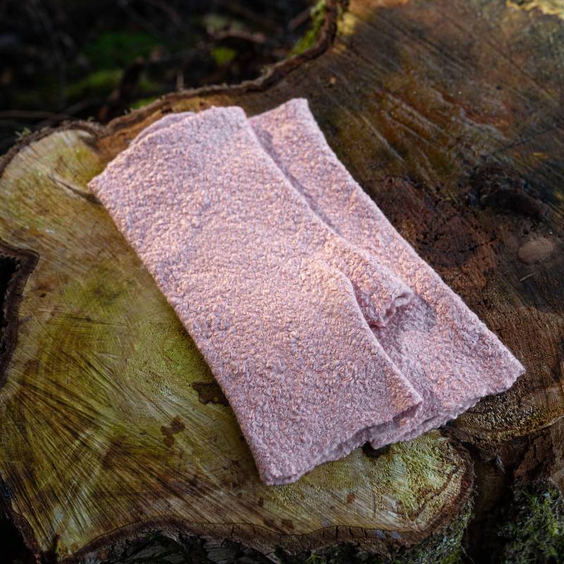 Rosa Fingerlose Handschuhe Armstulpen, Aus Wolle Gefilzt von ClassyFelt