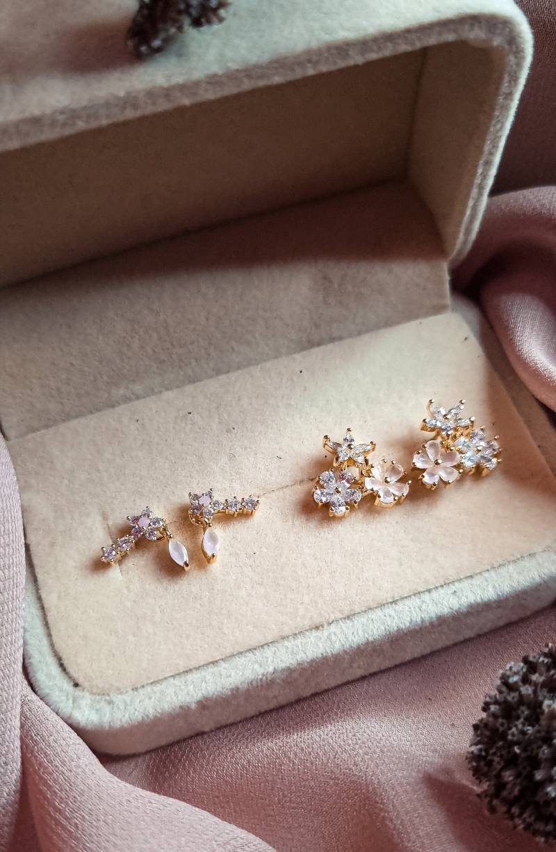 Blumen Ohrringe, Blümchen Kirschblüten Florale Rosa Brautschmuck, Hochzeit, Brautjungfer Schmuck von ClassyJewelleryShop