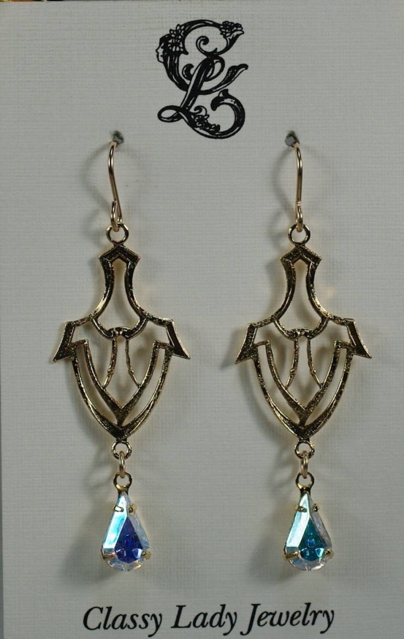 Art Deco Swarovski Kristall Teardrop Ohrringe Einzigartige Aurora Borealis Kristallohrringe Unter 20 Art Deco Swarovski Kristall Teardrop Ohrringe Einzigartige Aurora Borealis Kristallohrringe Unter 20 von ClassyLadyElaine