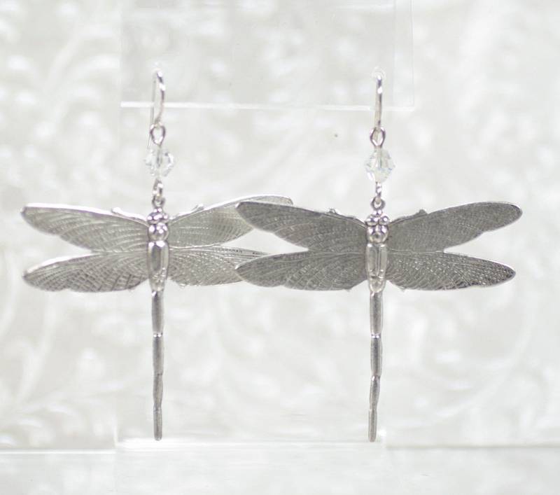 Jugendstil Silber Libellen Ohrhänger Swarovski Kristall Naturschmuck Jugendstil Silber Libellen Ohrhänger Swarovski Kristall Naturschmuck von ClassyLadyElaine