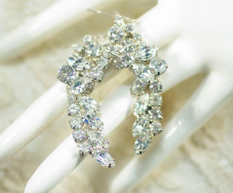 Klare Strass Ohrringe Einzigartiger Hochzeitsschmuck von ClassyLadyElaine