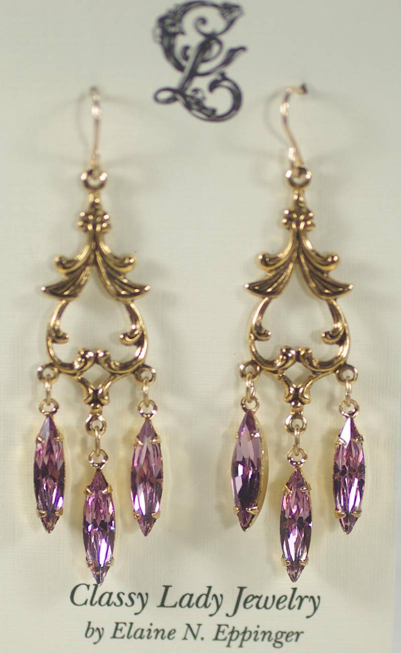Swarovski Crystal Chandelier Ohrringe Individuelle Ohrringe, Victorian Style, Amethyst & Gold von ClassyLadyElaine