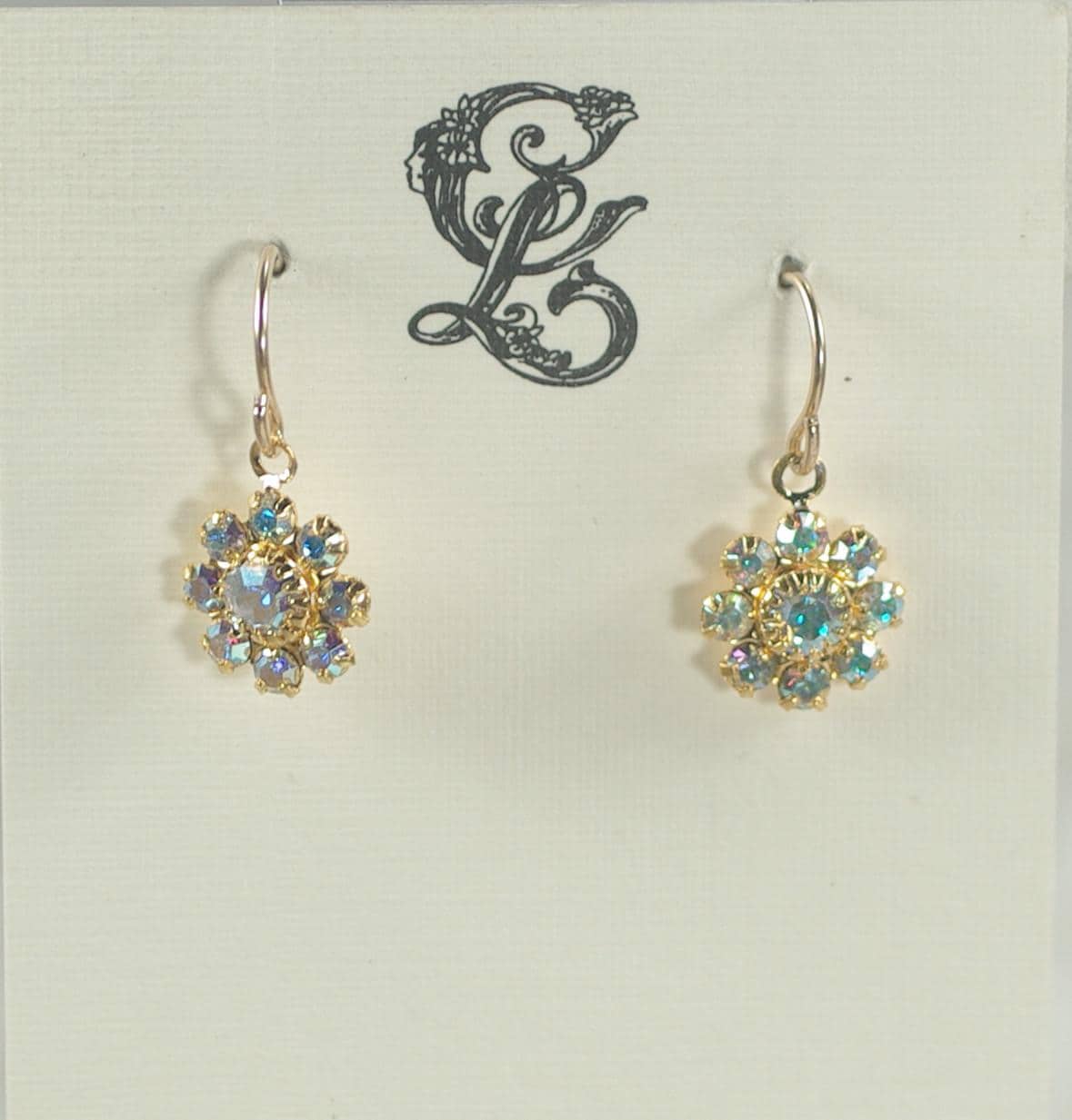 Swarovski Crystal Flower Cluster Ohrringe Aurora Borealis Strasssteine Swarovski Crystal Flower Cluster Ohrringe Aurora Borealis Strasssteine von ClassyLadyElaine