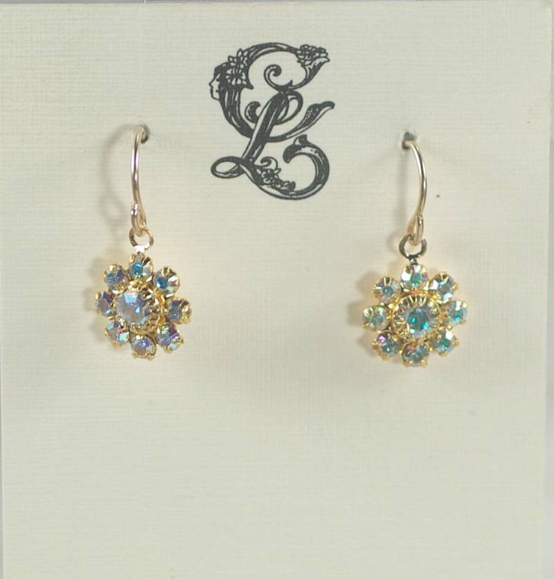Swarovski Crystal Flower Cluster Ohrringe Aurora Borealis Strasssteine Swarovski Crystal Flower Cluster Ohrringe Aurora Borealis Strasssteine von ClassyLadyElaine