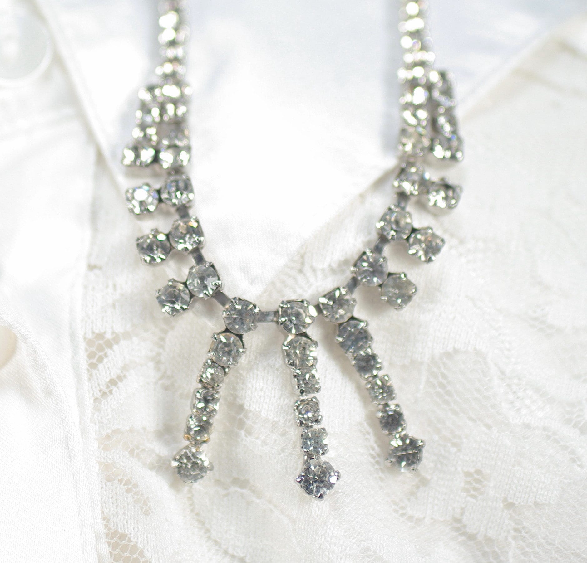 strass Wasserfall Halskette Silber Hochzeitsschmuck von ClassyLadyElaine