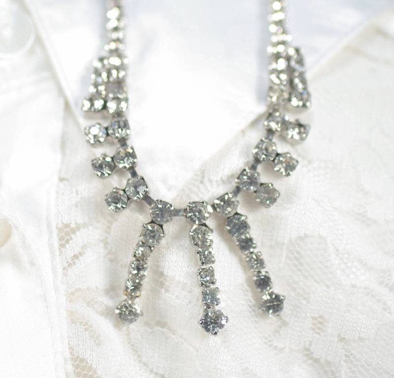 strass Wasserfall Halskette Silber Hochzeitsschmuck von ClassyLadyElaine