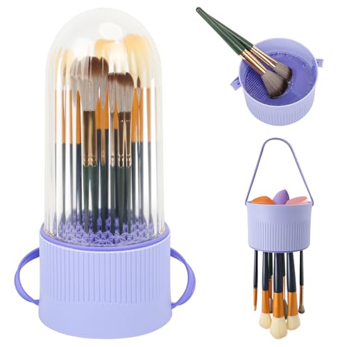 Classycoo Make-up Pinsel Reiniger.3 in 1 Silikon Reiniger Matte, Halter Organizer, kosmetischer Pinsel Trockner für Pinsel, Puder Puffs, Schwämme (lila) von Classycoo