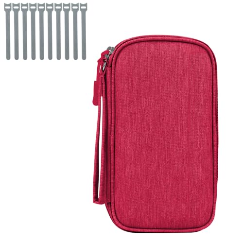 Classycoo Reisekabel Organizer Elektronische Zubehör Aufbewahrungstasche für Ladegerät, Kabel, Telefon wasserdichte Tech Tasche, Tragetasche Tragbare All-in-One Doppelschichten (Rot) von Classycoo