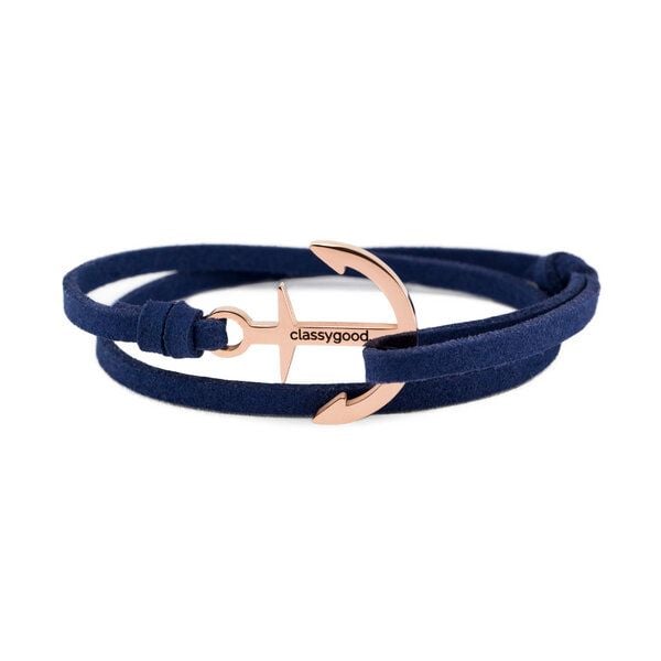 Classygood. Anker Armband Edelstahl - Rosègold - Alcantara-Leder Band von Classygood.