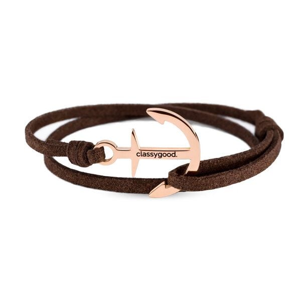 Classygood. Anker Armband Edelstahl - Rosègold - Alcantara-Leder Band von Classygood.