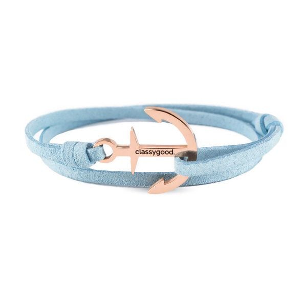 Classygood. Anker Armband Edelstahl - Rosègold - Alcantara-Leder Band von Classygood.